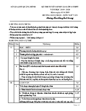 Hướng dẫn chấm Đề thi tuyển sinh Lớp 10 THPT môn Ngữ văn - Đề chính thức - Năm học 2019-2020 - Sở giáo dục và đào tạo Quảng Bình (Có đáp án)